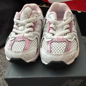 New Balance Kids' Sneakers in White and Light Pink
